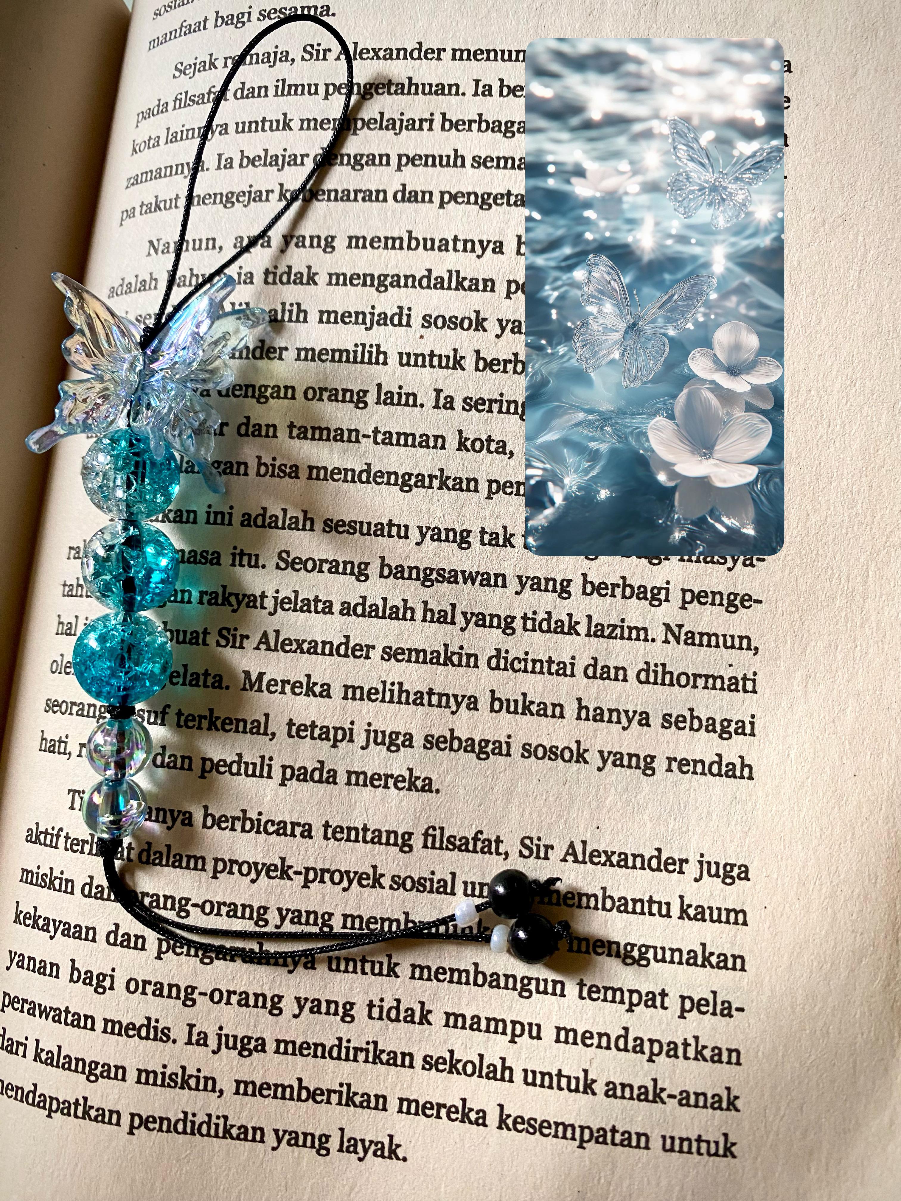 Crystal Butterfly Pendant - Soft Blue